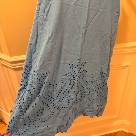 Zara Blue Eyelet Midi Skirt - Picture 2 of 3